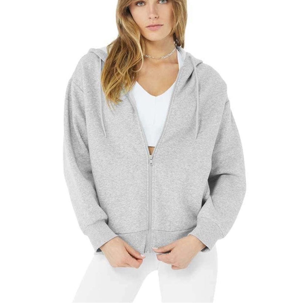 ALO Yoga Women's Light Gray Full Zip Hoodie